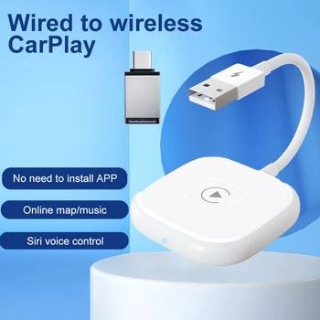 Безжичен адаптер за кола за автомобил, безжичен ключ Apple Carplay, щепсела и да играе Wi-Fi интернет, Онлайн актуализация безжичен адаптер Carplay за iPhone