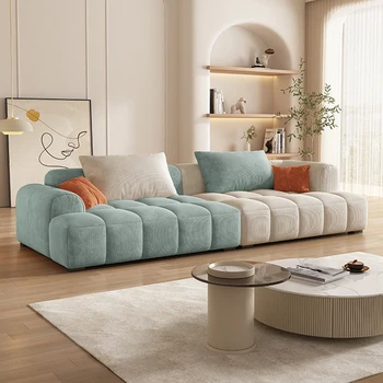 Секционни диван за почивка Velvet в скандинавски стил за възрастни Директен Луксозен диван за цялото тяло Comfort Lounge Мек салон хапки Мебели за дома