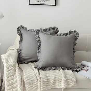 Калъфки за възглавници с волани по краищата, 1 бр. или с 2 бр. декоративни удобни седалките от холандски кадифе за дивана в спалнята