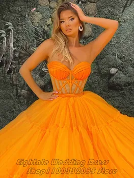 Eightale 2022 Оранжевото бална рокля, вечерна рокля, корсет, тюлевые рокли за абитуриентски бал, сладко от арабски-секси вечерна рокля