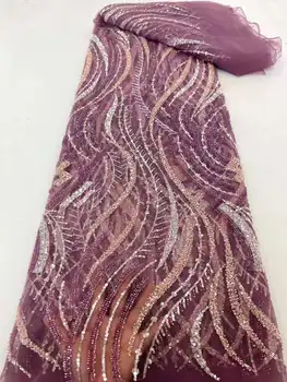 Луксозна 2023 благородна африканска лейси плат с бродерия, за да оформите, нигерийская лейси плат с френски пайети за шивашки сватбени рокли за партита
