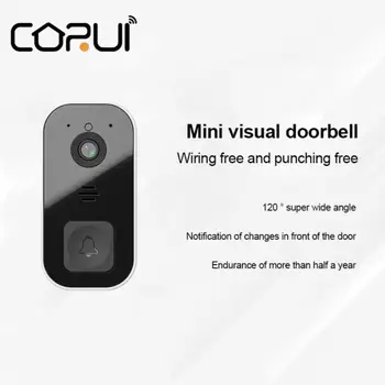 CORUI Mini 03 Визуален звънец, интелигентно приложение, дистанционно видео-гласова звънец, промяна на звук и видео, общ за няколко акаунта звънец с изкуствен интелект