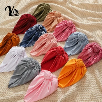 Yundfly Меки памучни шапки-тюрбани за деца, модерни плетени шапки ръчна изработка, детски шапки, декорация на дрехи