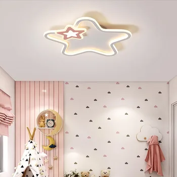Модерна лампа за детска стая на топло стил, скандинавски ултратънък led тавана лампа, модерна лампа за спалня с двойна звезда, детска стая в детската градина