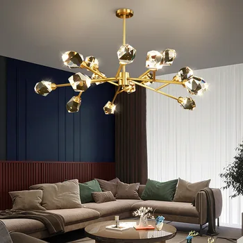 Златна кристален полилей K9, модерно луксозно европейското домашно осветление, модерни полилей за спални, луксозна всекидневна