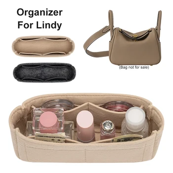 Подходящ за Lindy Mini Чанта-органайзер с чувствах вложка, чанта за грим, чанти за пътуване, преносима козметика, оригинална вътрешна чанта