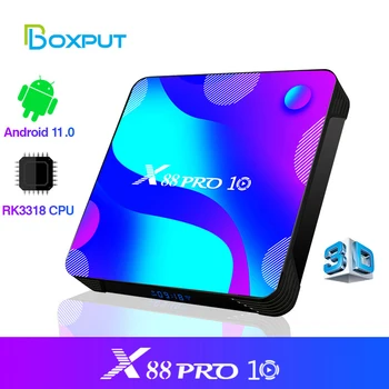 X88 PRO 10 Smart TV Box Android 11 4g 32GB 64gb 128GB Androroid 11 TVBox RK3318 Wifi 1080p, 4K Телеприставка мултимедиен плейър