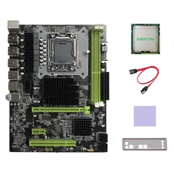 Дънна платка X58 LGA1366 дънна Платка на Компютъра Поддържа процесора от серията XEON X5650 X5670 с процесор X5670 + Кабел SATA + Термопластичная уплътнение