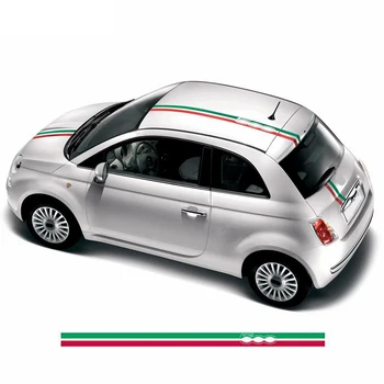 Зелен бял-червен флаг на Италия Главата качулка, с покрив и заден багажник Vinyl графична стикер Decal Комплект за Fiat 500