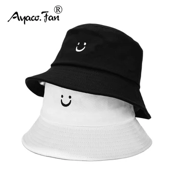 Дамски хубава шапка-кофа с улыбающимся лице, обикновена слънчеви шапки в ярки цветове, улични мъжки плажни шапки, унисекс, рибарска шапка, дамски шапка в стил хип-хоп