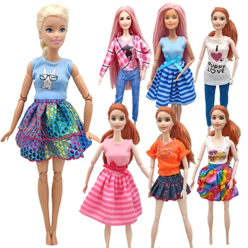 Модерен ръчно изработени аксесоари за Барби, ежедневни дрехи за Барби, панталон, рокля, стоп-моушън дрехи, играчки за деца, подарък за момичета