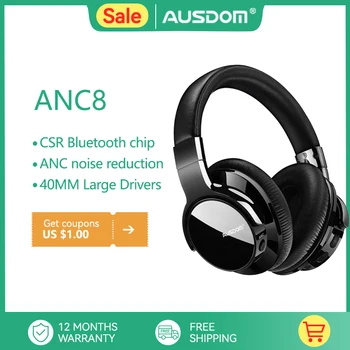 Безжични Слушалки AUSDOM ANC8 с Активно Шумопотискане Bluetooth Слушалка с Дълбоки Бас Супер HiFi 35H За Пътуване И Работа