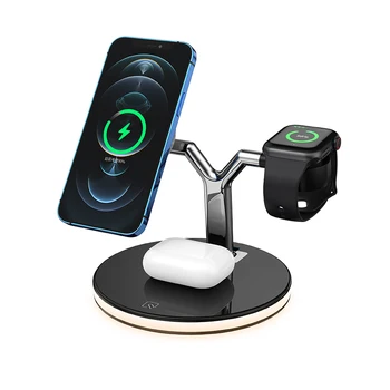 Магнитно Безжично Зарядно Устройство 2021 Нов продукт 3 в 1 от 15 Вата Бързо зарядно устройство Qi за Iphone-Зарядни устройства за Apple Watch 2 X USB 5v/1A
