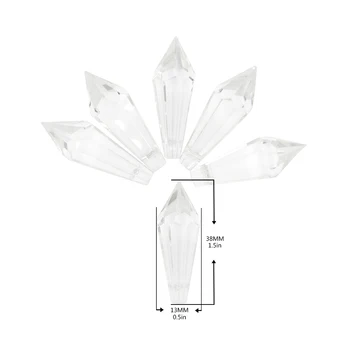 100 бр./лот, 38 мм стъклена призма под формата на ледени висулки, кристален полилей с висулки във формата на капки