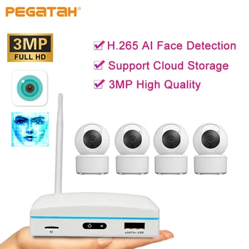PEGATAH 8CH NVR ВИДЕОНАБЛЮДЕНИЕ Камера Комплект Система за Сигурност Вътрешна Мини-3MP P2P WiFi IP Камера Комплект Безжична IP системи за Видеонаблюдение