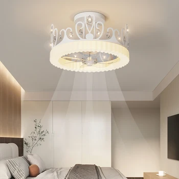 Вентилатор на тавана Електрически полилей с вентилатор в скандинавски стил, просто невидима спалня, трапезария, хол, творчески led 90 Модерен
