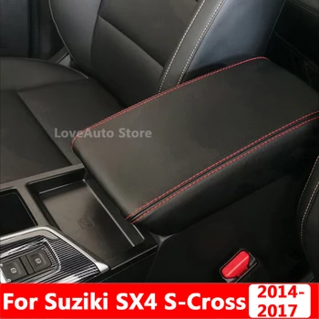 За Suzuki SX4 S-Cross 2014-2017 Централен подлакътник скоростна Защитен кожен калъф Вътрешна декоративна кожена подплата Аксесоари