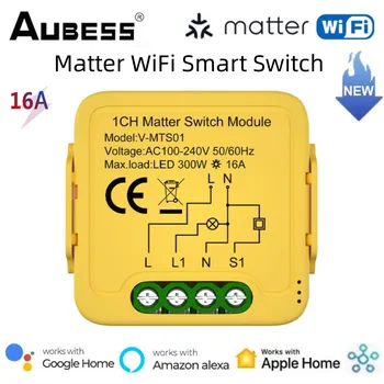 Материята WiFi Smart Switch модул 1-Gang 16A Умен дом Умни сцена Homekit дистанционно управление на Работата с Алекса Google Home Siri