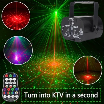 Диско led лампа 60 от модели RGB лазерно проекционная лампа с безжичен контролер Ефект на сценичното осветление Домашна декоративна парти на DJ KTV Бал