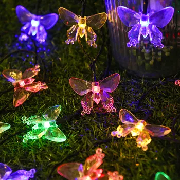 Външни Слънчеви Led Светлини Crystal Butterfly Светлини Водоустойчив Слънчеви Външни Светлини Garland Garden Lighting Сватбена Украса