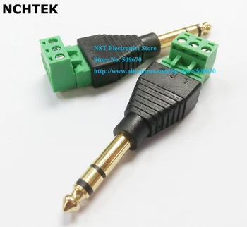Клеммная актуално NCHTEK до 6,35 мм стереоразъему штекерный адаптер 3-пинов аудио комплект от 2 части / 10ШТ
