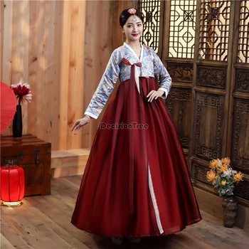 2023 традиционна корейска облекло за жените рокля ханбок древния костюм ретро придворное корейското сценичното представяне на сватбена танцово рокля