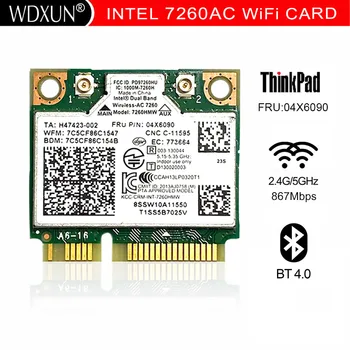 Двухдиапазонная безжична мрежа-AC 7260 7260AC 7260HMW мрежова карта wifi + BT 4.0 Bluetooth адаптер, mini PCI-E 867 Mbps Lenovo 04X6090 04X6010