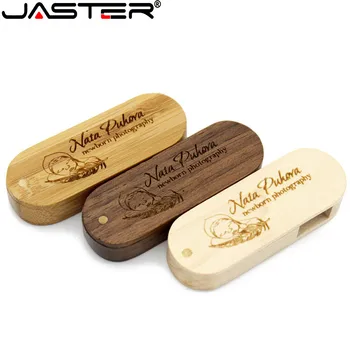 JASTER Bamboo USB 2.0 Флаш памет 4 GB 8 GB 16 GB 32 GB Подарък Ключодържател 64 GB E Memory Stick Завъртане на Дървени Стик С Безплатен Потребителски лого
