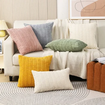 Монохромен вельветовая квадратна калъфка за възглавница, възглавница за дивана в скандинавски стил, декоративна възглавница за гърба, лесна домашна