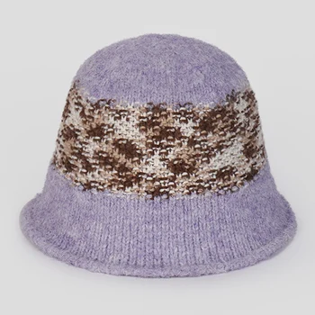 Есенни и зимни шапки, дамски възли от вълнени конци рибарски шапки, дамски модни младежки шапки с малки полета