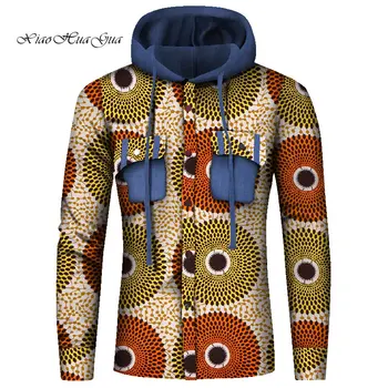 Африканска облекло за мъже, африкански блузи, палта, hoody, мъжки африканска облекло, риза с дълъг ръкав и принтом, дрехи големи размери, WYN907