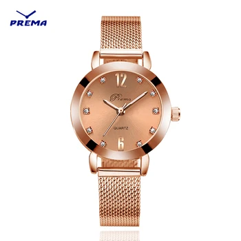2020 Дамски часовник, дамски часовник, сребърна марка, Луксозни кварцов дамски часовник, розово злато от Неръждаема стомана