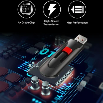 Черна пластмасова дръжка високоскоростен USB флаш памет от 128 gb 64 gb 32 GB USB2.0 Memory Stick за PC Android бизнес подаръци