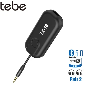 tebe APTX-LL/HD Bluetooth 5,0 Адаптер Аудиоприемника 2 В 1 Безжични 3.5 мм AUX Трансмитер за Автомобил на телевизора Високоговорители Слушалки