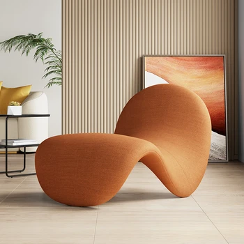 Лесен италиански диван в скандинавски стил, стол за почивка, хол, дълбоко кресло, сетчатое стол с червено по езика