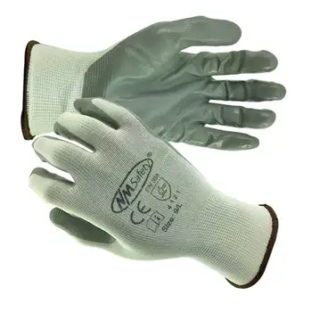 12 двойки, защитни ръкавици за промишлена работата, бяла найлонова обвивка, нитриловые ръкавици с гладко покритие