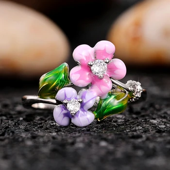 Дамски пръстен с емайл ръчно изработени Huitan, естетичен цветен дизайн, аксесоари за пръсти, вечерни, ежедневни облекла, ефектните декорации