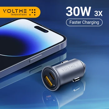Зарядно за кола VOLTME USB 30 W, автомобилна бързо зареждане Type C адаптер за бързо зареждане на телефон, зарядно за iPhone Xiaomi Samsung PD 3.0