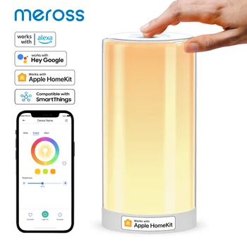 Meross HomeKit Умна Настолна Лампа RGBWW LED Wi-Fi Нощно 6 W Сензорен екран Сензор за Затъмняване на малка странична Лампа Подкрепа Алекса Google Assistant