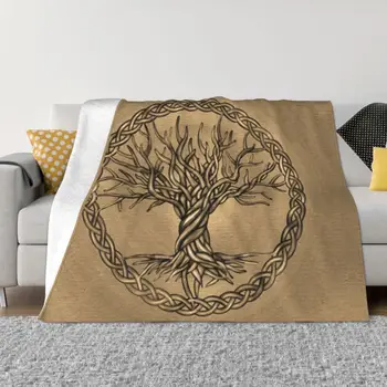 Дървото на Живота, Одеяла цвят Сепии, 3D Принт, Дышащее Меко Фланелевое Лятно Одеало 