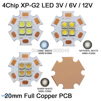 5 x Cree XPG2 XP-G2 3V 6V 12V 4 чип с 4 светодиода с Висока Мощност led Емитер Студен Бял Топъл Бял Неутрален бял Цвят с 20 мм медна печатна платка