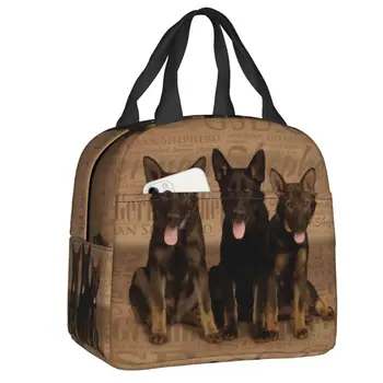 Кученца немски овчарки, термоизолированная чанта за обяд, женствена чанта за любителите на кучета, контейнер за обяд за деца, кутия за съхранение на продукти за ученици