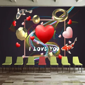 Изработена По поръчка на 3D Фотообоя Европейската Мода Проста Любовта под Формата На Сърце Романтична Сватбена Зала Фон Стенни Тапети Начало Декор Tapiz
