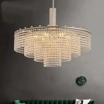 Кръгла кристален полилей K9, американската модерна луксозна подвесная полилей, лампа за хол, трапезария, спалня, полилеи Lamparas