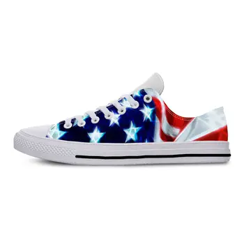 Американската Америка, американския флаг, патриотическая гордост, забавна ежедневна тъканта, обувки с ниски берцем, удобни дишащи мъжки и дамски маратонки с 3D принтом