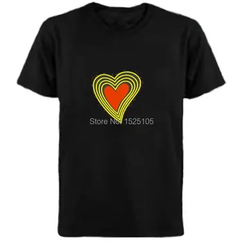 Риза с осветление във формата на сърце el със звук, активен инвертор батерии 4шт AAA, безплатна доставка