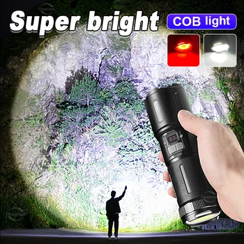 Ултра Мощен Дальнобойный Бял Лазерен Фенерче COB Light OLED Display Power Вградена батерия, Мощни Led Светлини