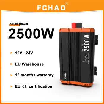 FCHAO чиста синусоидална инвертор 12 В 24 В 48-220 На 230 v 2500 W трансформатор за постоянен ток в променлив преобразувател на мощност слънчев инвертор с LCD дисплей