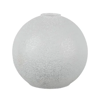 Лампа с бял абажуром с ефект на пукнатини, двойна откриващата се капак, през цялата сферична стъклена лампа за настолни лампи, полилеи