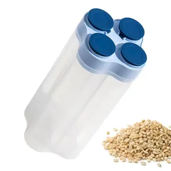 Контейнер за люспи, разделени запечатана кутия за съхранение на зърнени храни, Прозрачни контейнери за организация на кухненски килер, диспенсер за ядки, не съдържа BPA